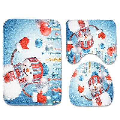 3 pcs/set Cartoon Christmas Toilet Rug Mat U-shaped Toilet Seat Mat Santa Claus Rug Carpet For Bathroom And Toilet tapis pour wc: shengdanweijinxueren