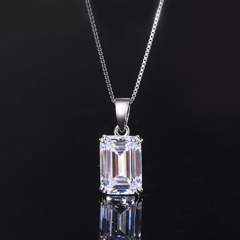 OEVAS 100% 925 Sterling Silber strahlend schneiden Hohe Kohlenstoff Diamant Anhänger Halskette Zucht Ohrringe Ringe Für Frauen Edlen Schmuck einstellen: Anhänger Halskette