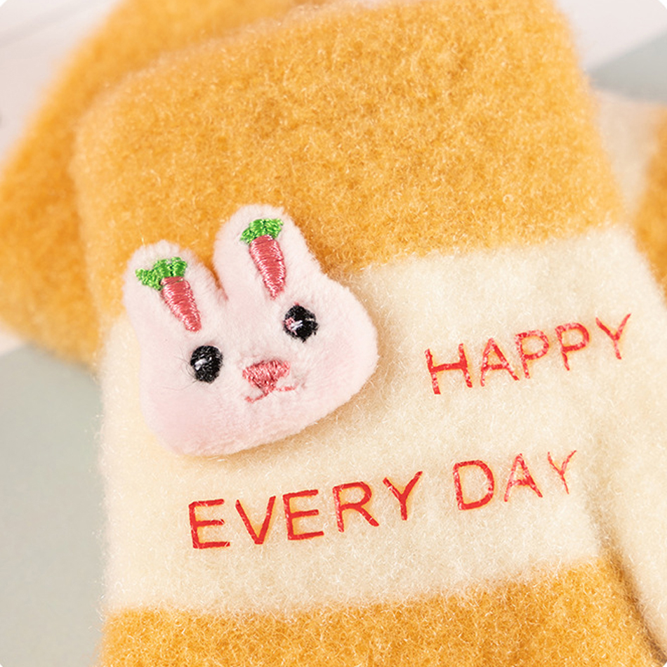 Guantes de lana para niña pequeña, manoplas de nieve para niño feliz todos los días, manoplas de dedos completos de conejo de invierno, accesorios para bebé de 3 a 5 años