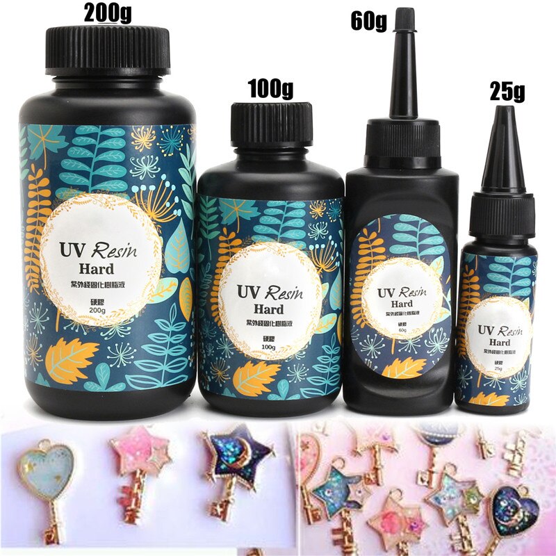 25/60/100/200g UV résine colle Gel transparent Type dur solaire Ultraviolet solidifier durcissement résine activé artisanat pour bijoux à bricoler soi-même moule