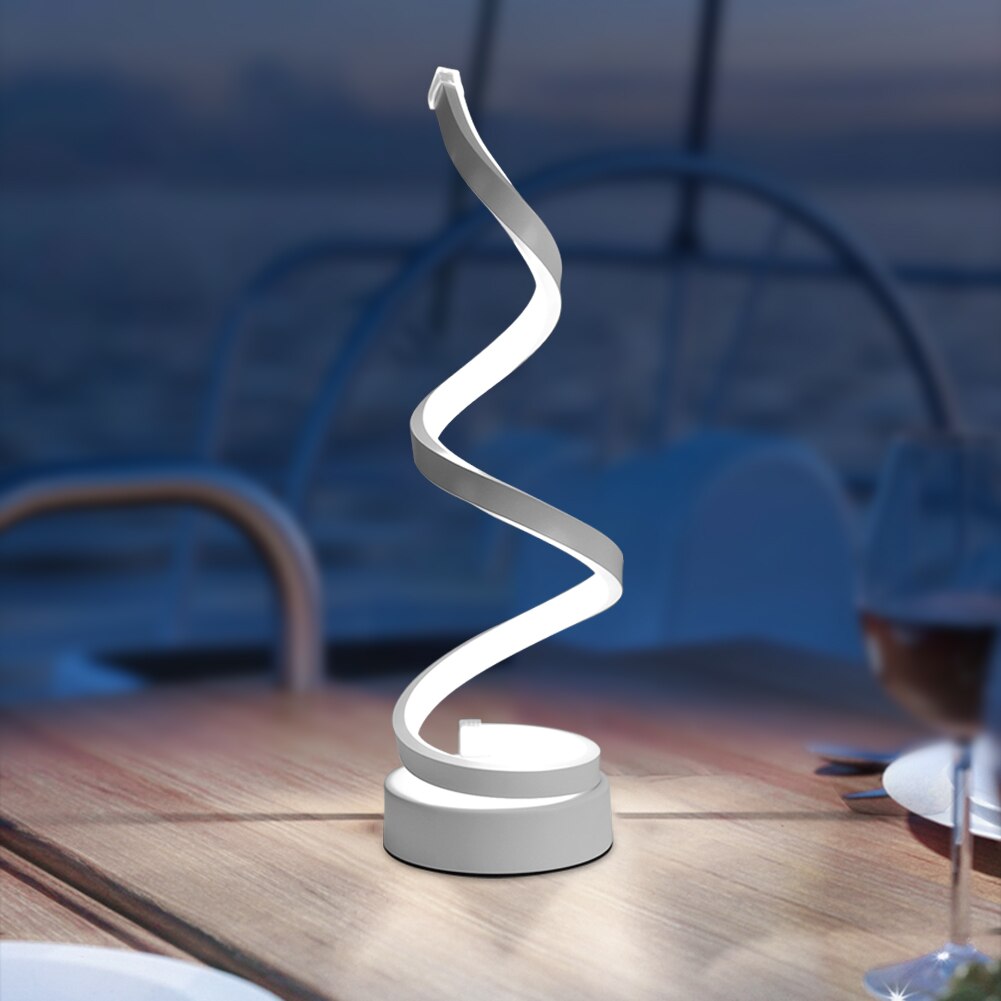 Husholdning nattlys skrivebord akryl jern buet belysning moderne ledet spiral lys soverom stue nattbord lamper
