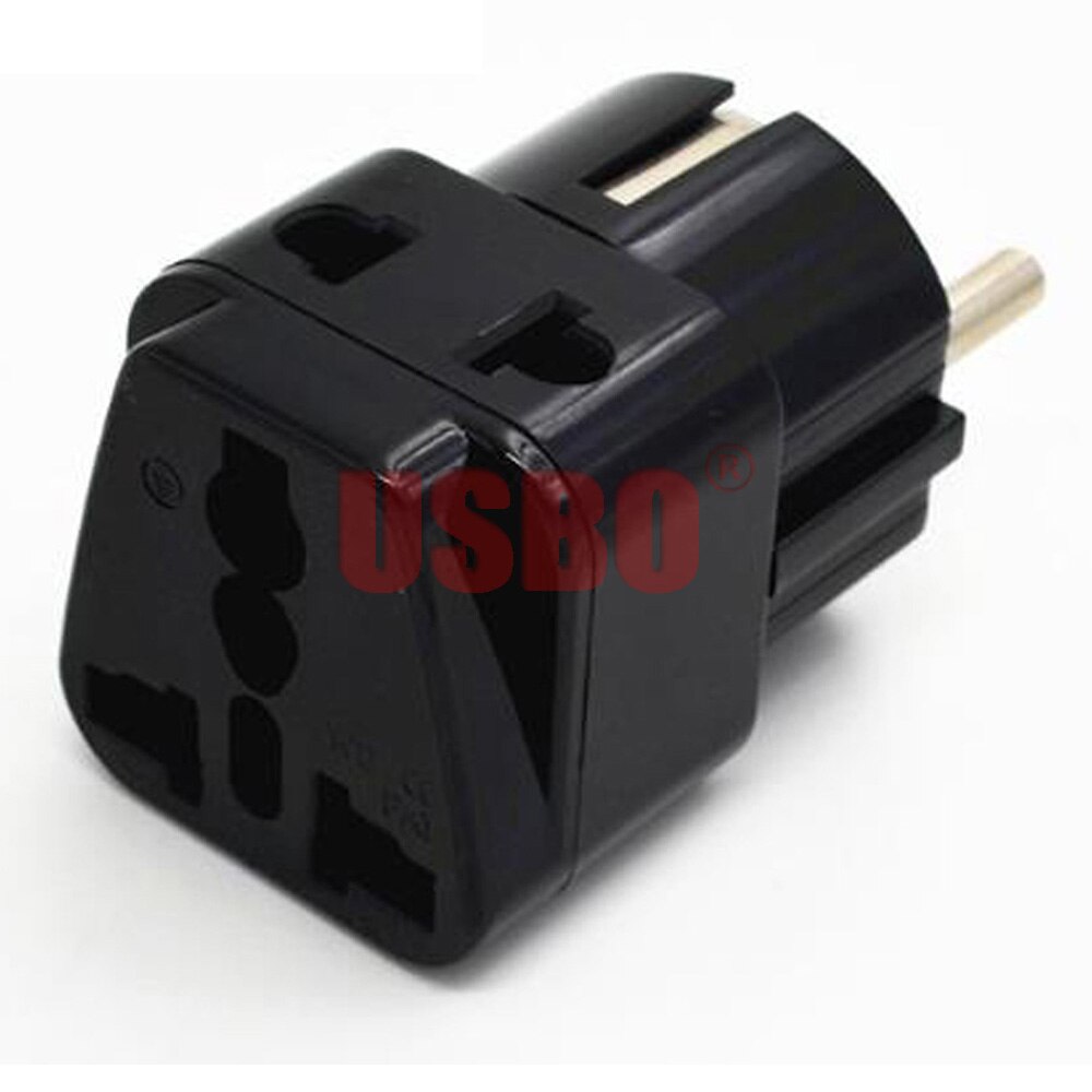Black White 2-into-1 Europe electric plug 16A 250V German French Spain Netherlands Portugal travel adaptor plug socket convertor