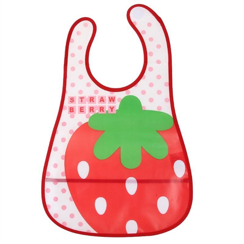 Baby slabbers eva waterdichte voedingsslabbetjes cartoon dierenprint voedingsdoek mouwloos kinder baby schort babador bandana: C grote aardbei