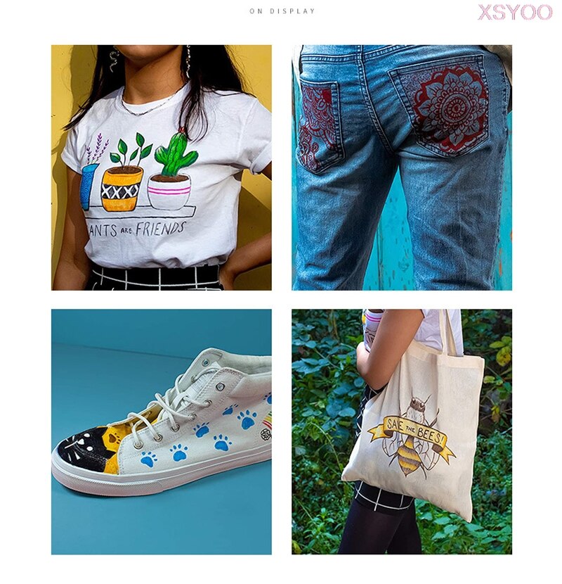 12/24 Kleuren Stof Verf T-shirt Brush Marker Pigment Waterdichte Inkt Marker Voor Textiel Ideaal Kleding Accessoires Diy Schilderen