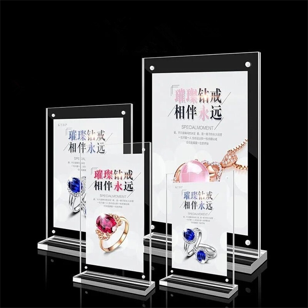 A6 Magnetic Acrylic Sign Holder Stand Place Picture Sign Frame Display Stand for Mobile Advertising Equipment