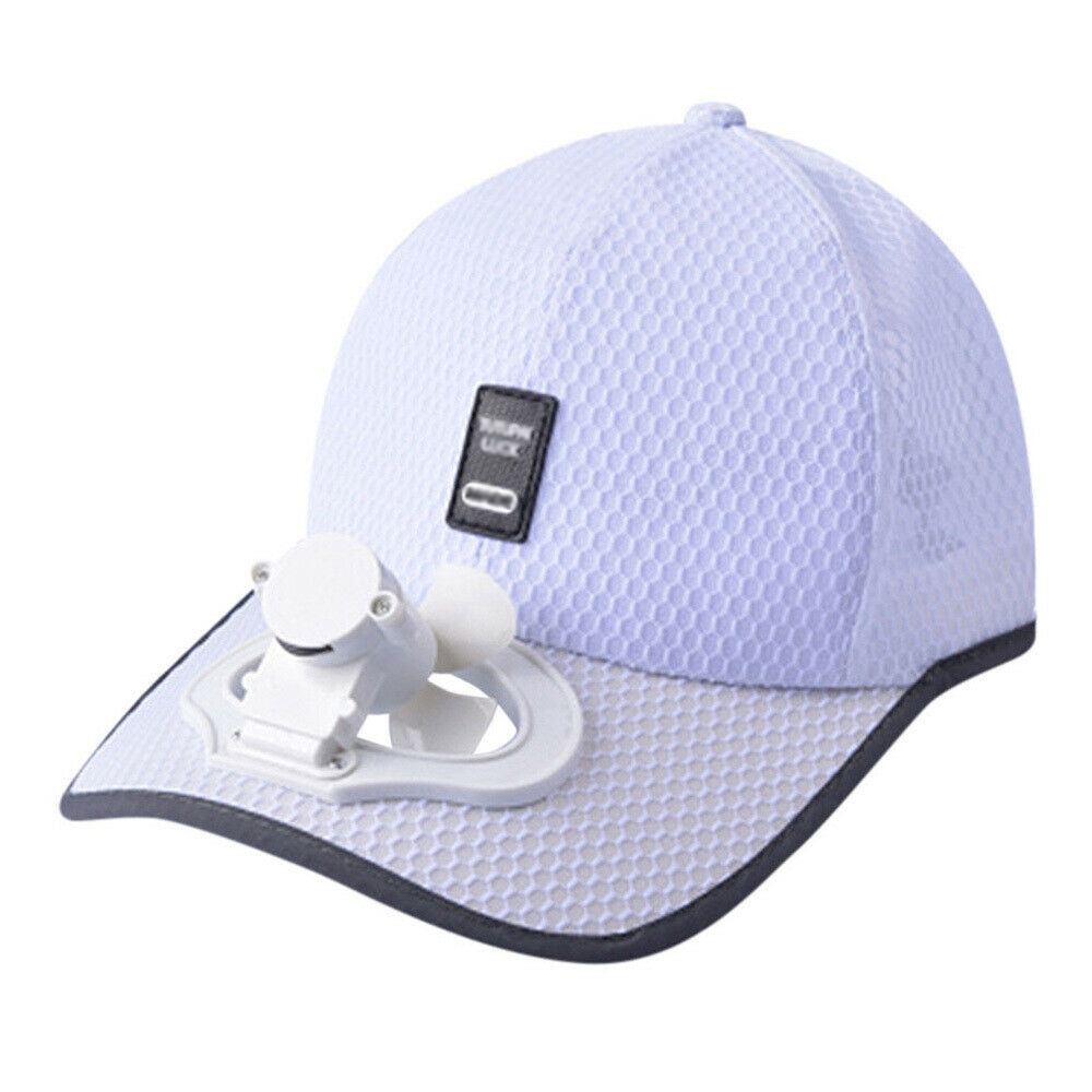 Zomer Fan Cooling Baseball Cap Hoed Usb Opladen Ademend Schaduw Zonnebrandcrème Hoed Vereist Vissen Zomer Sport Outdoor: white