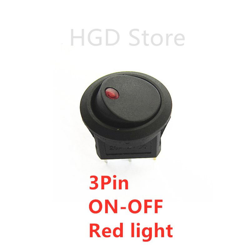 2PCS KCD1 20MM Round Rocker Switch 2/3/4Pin ON-OFF-ON 12V 6A/250VAC 10A/125VAC SPST LED Car Push Button Switch With Light: PURPLE