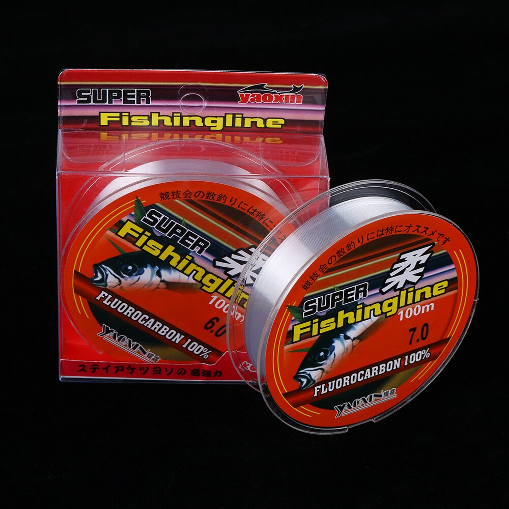 Sedal de pesca de fluorocarbono, hilo de nailon superfuerte, transparente, multifilamento, aparejos de alambre, cuerda fuerte, aparejos de pesca, 0,8-6LB, 100m