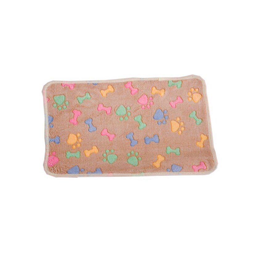 tapis pour animaux de compagnie petite grande patte impression chat chien chiot polaire couverture douce lit coussin chiot hiver fournitures pour animaux de compagnie patte impression artisanale: Brown Bone / S(20x20cm)