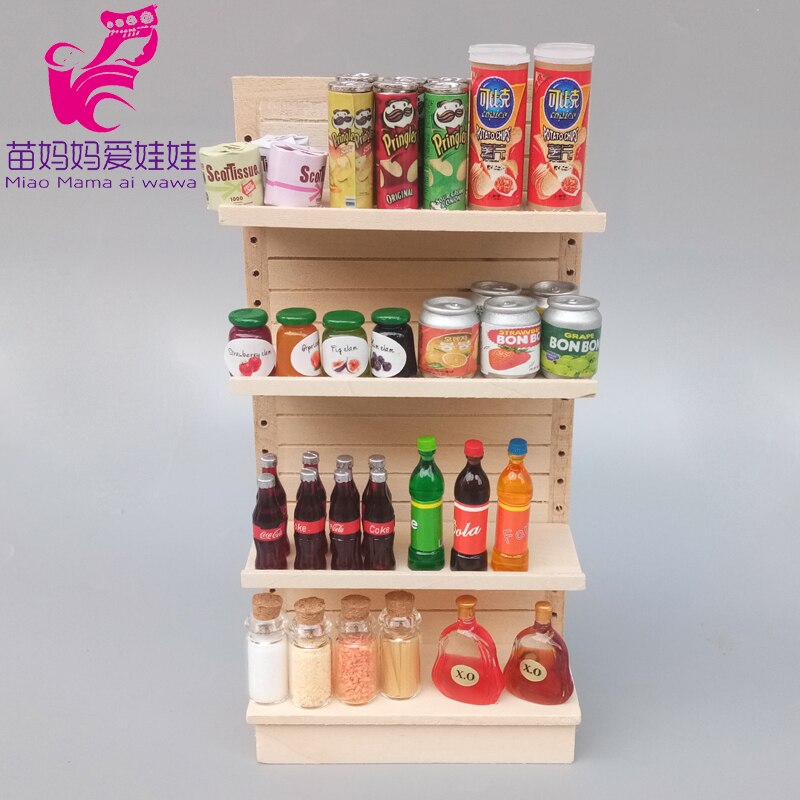 Dukkehus møbler mini indkøbscenter supermarked scene dekoration produkter display hylde 1/12 bjd dukke gør det selv