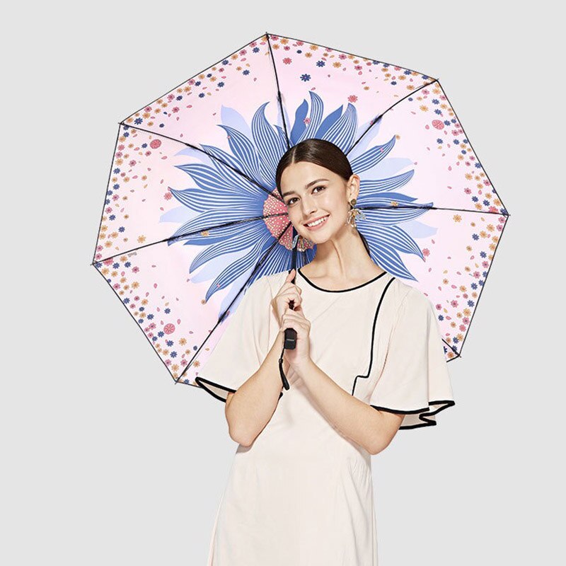 Mærke auti-uv paraply regn kvinder solsikke foldning parasol modish vindtæt parasoller pige stor kvindelig