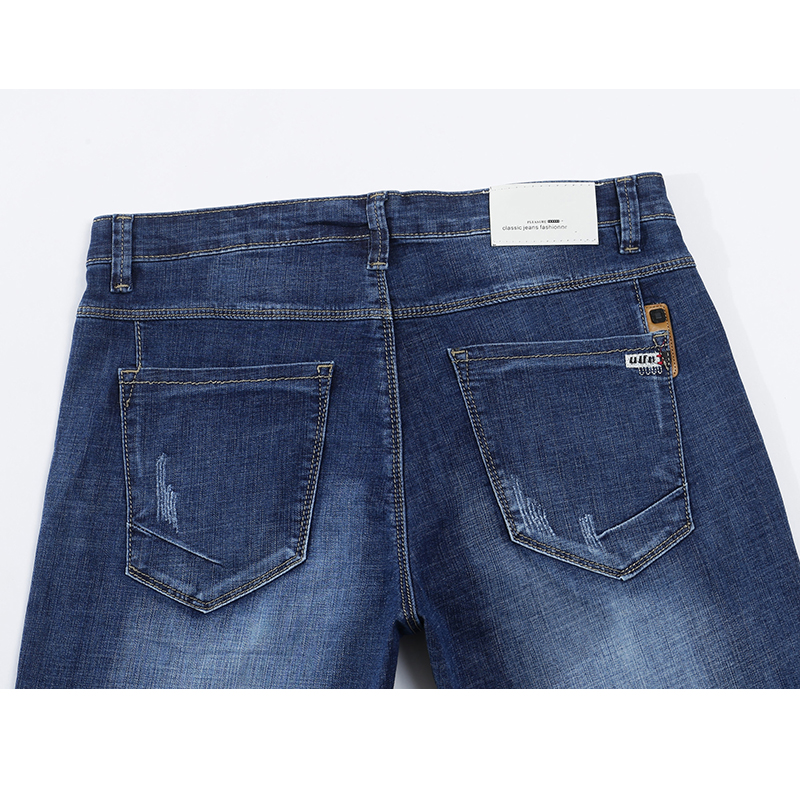 Kstun jeans herr slim fit blå sommar tunna slitna jeans herr streetwear hip hop jeansbyxor herrkläder