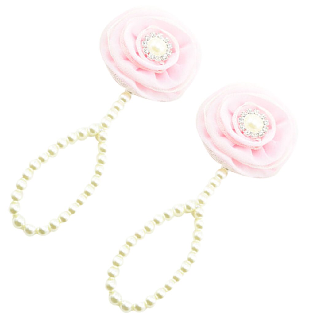Infantile simulé-perle pieds nus bracelets de cheville bébé enfant en bas âge chaîne de pied en mousseline de soie fleur plage sandales