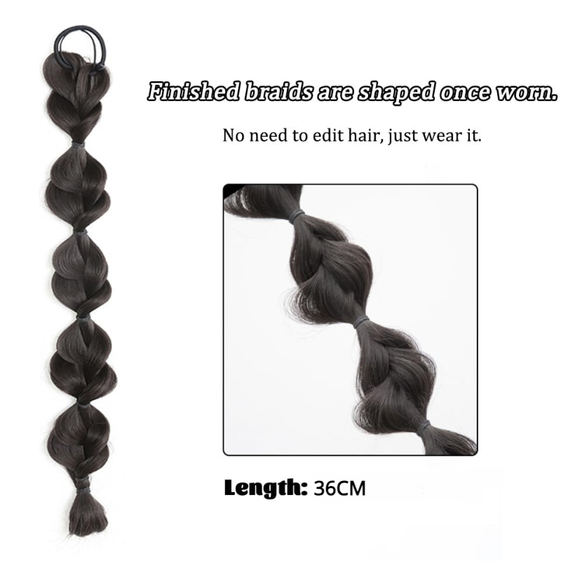 Postiche synthétique tressée en queue de cheval pour femmes et filles, une pièce d'extensions de cheveux à bulles de chignon, perruques de lanterne avec cheveux