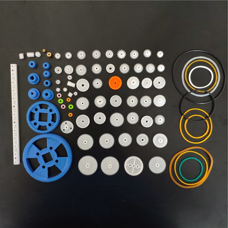 Kunststoff Zahnräder DIY Montage Spielzeug Zähne Gürtel Wurm Band Rad Sektor Krone Doppel welle schicht Hubschrauber Auto Teile