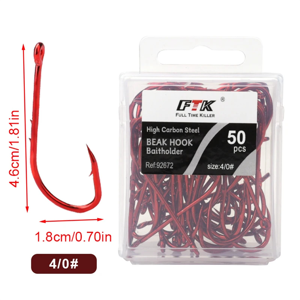 FTK-anzuelos de pesca rojos, Señuelos de pesca con púas de mar, vástago de pico, soporte para cebo vivo, plantilla de pesca de carpa, anzuelos de gusano, accesorios, aparejos: Blanco