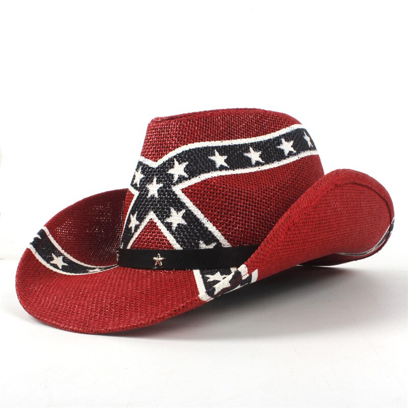Herre strå cowboyhatt for sommer western sombrero hombre cowgirl jazz caps solhatt størrelse 58cm: C6- ayw