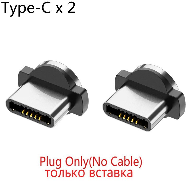 Ronde Magnetische Kabel plug Type C Micro USB C Stekkers Snelle Opladen Telefoon Microusb Type-C Magneet Charger Plug voor Samsung S9 S10: 2Pcs Type C plug