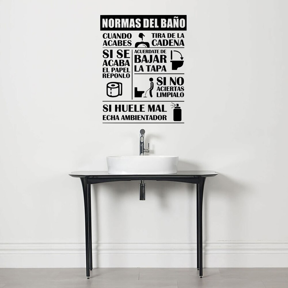 Kilncc spansk baderom regler vinyl vegg innredning klistremerke wc Kunst decalsdiy hjem innredning