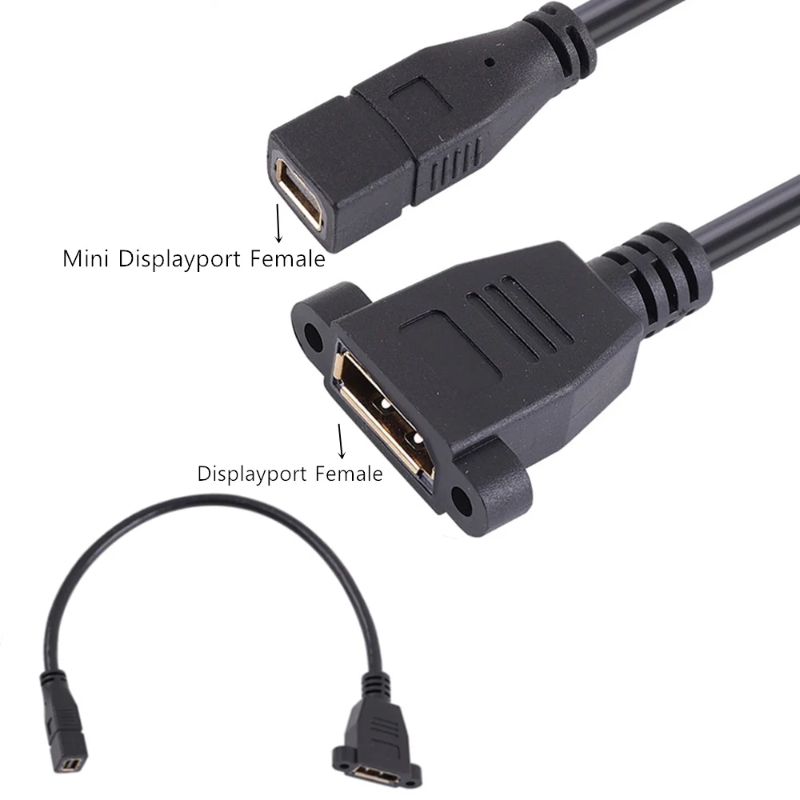 Displayport Cable Adapter Female Socket Panel Mount To Mini Displayport Female Cable Adapter Mini Dp-dp Wire 4k 2k 60hz Av Line