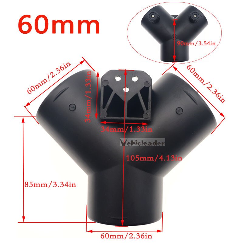 60mm/75mm Car Heater Air Vent Ducting Y T Piece Exhaust Connector w/Dual Regulating Valve Flap For Webasto Diesel Parking Heater: Y-60mm