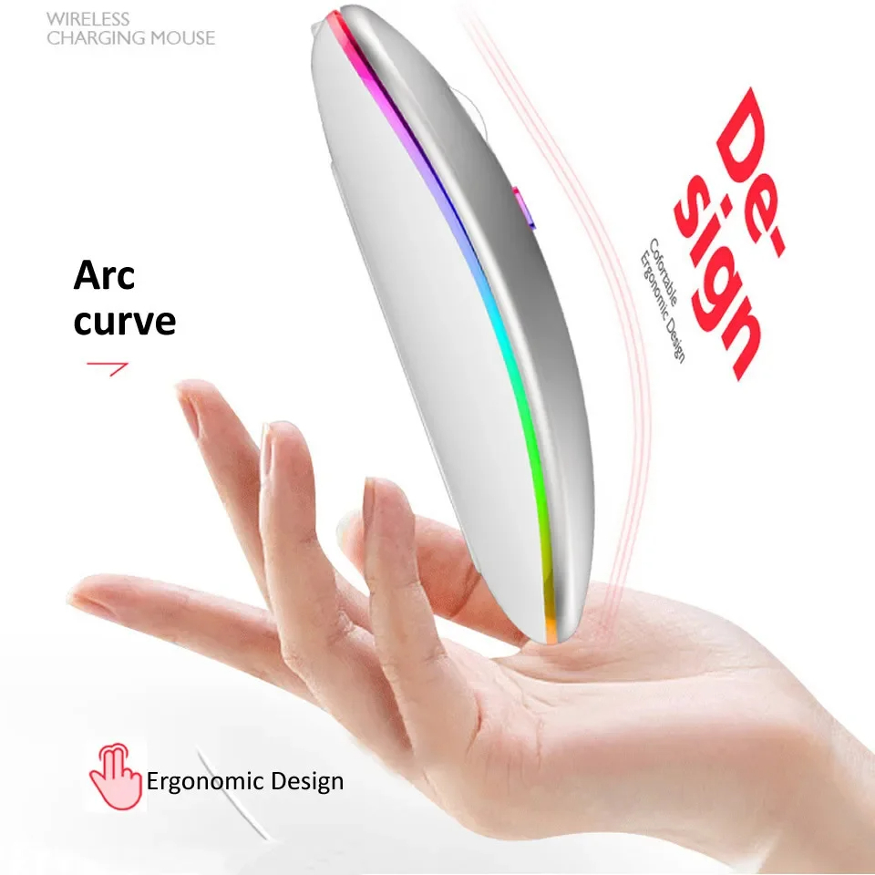 Wireless Mouse Rechargeable Silent LED Backlit Mice PC Laptop Computer Mous 2.4Ghz Receiver Bluetooth Dual Mode Optical Mice