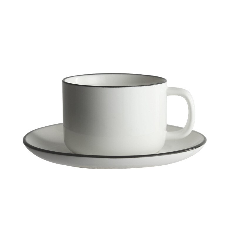 Enkel nordisk vikingstil svart kant keramisk kaffesett tesett 250ml for forretningshusbruk hotellbruk europeisk type