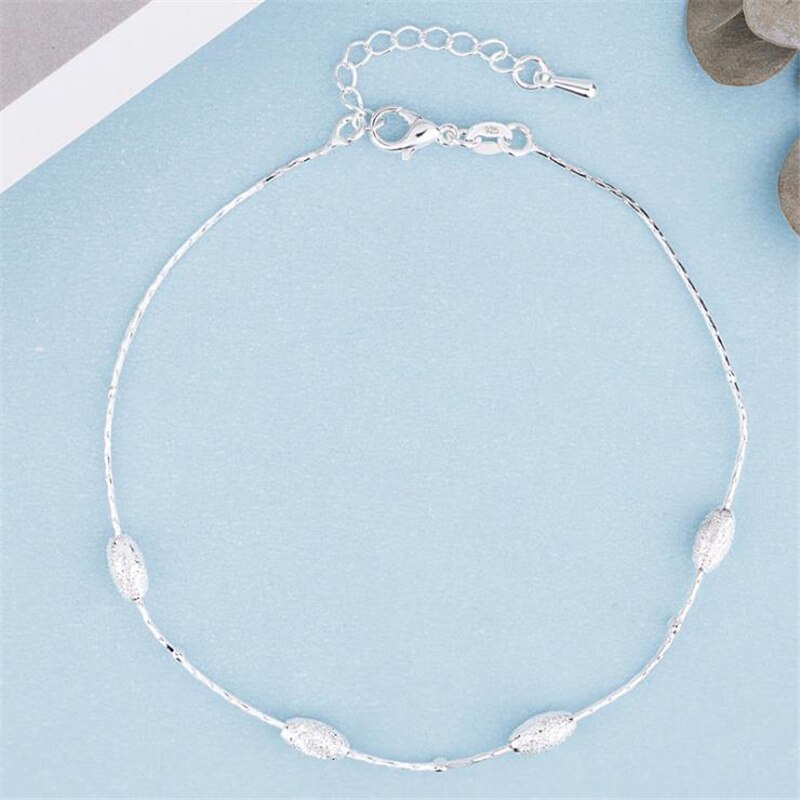 Kofsac Trendy 925 Sterling Zilveren Enkelbanden Voor Vrouwen Olijf Kralen Meisje Barefoot Beach Sandal Foot Chain Armbanden Sieraden