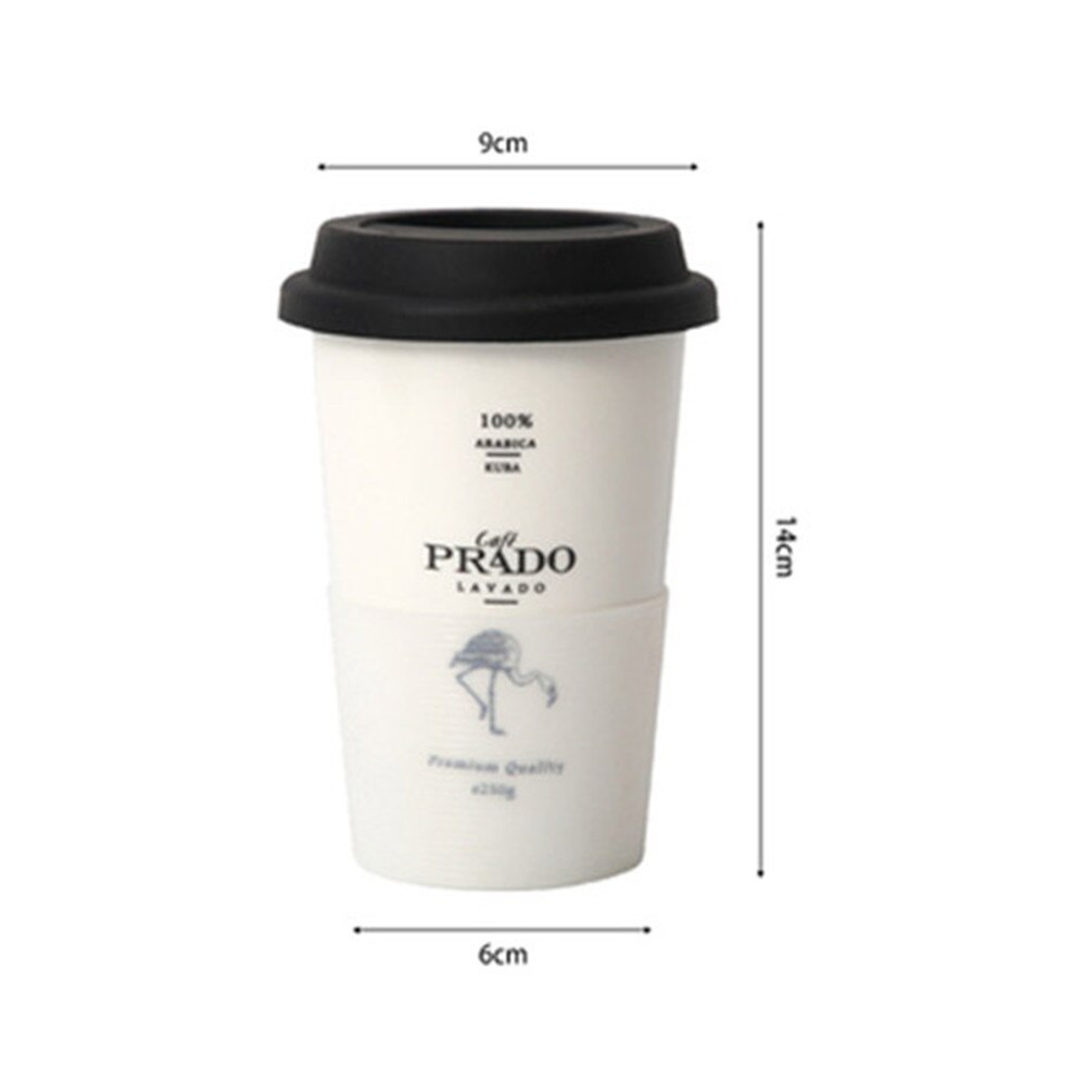 Keramisk kaffekrus med låg halm animalsk trykte krus mælk te kop bærbart hjemmekontor drinkware 1pc