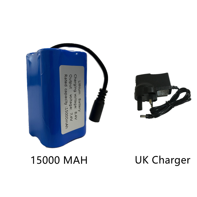 V020 T188 T888 V18 D16 V900 V700 D18 Afstandsbediening Rc Vissen Nest Aas Boot Onderdelen 7.4V 12800Mah 15000Mah Batterij/Lader: Blauw