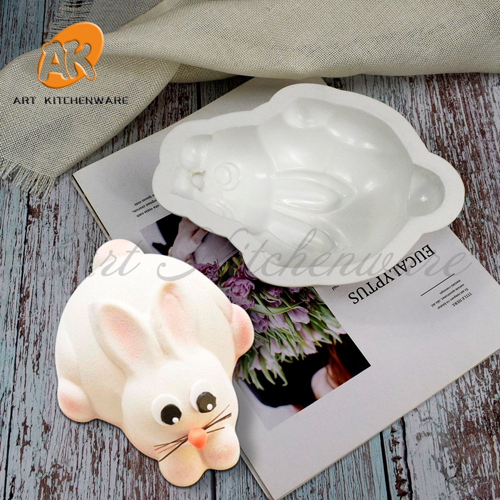3d påskehare/kanin silikoneforme fondant kageform gør-det-selv chokolade bageværktøj forme kagedekoration tilbehør bageforme: Chokolade