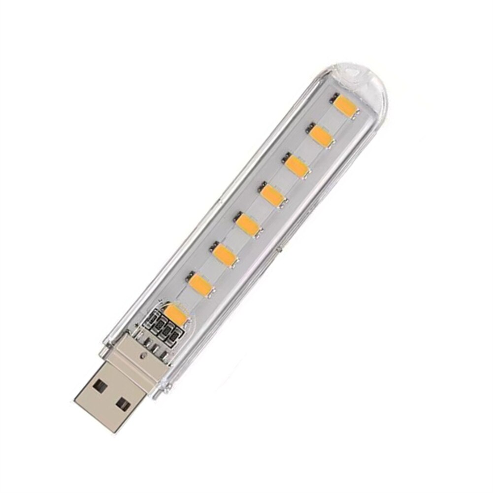 Led Oogbescherming Leeslamp Usb Plug Lamp Computer Mobiele Power Opladen Kleine Boek Lampen Kleine Ronde Licht Nachtlampje: Warm light 8LED