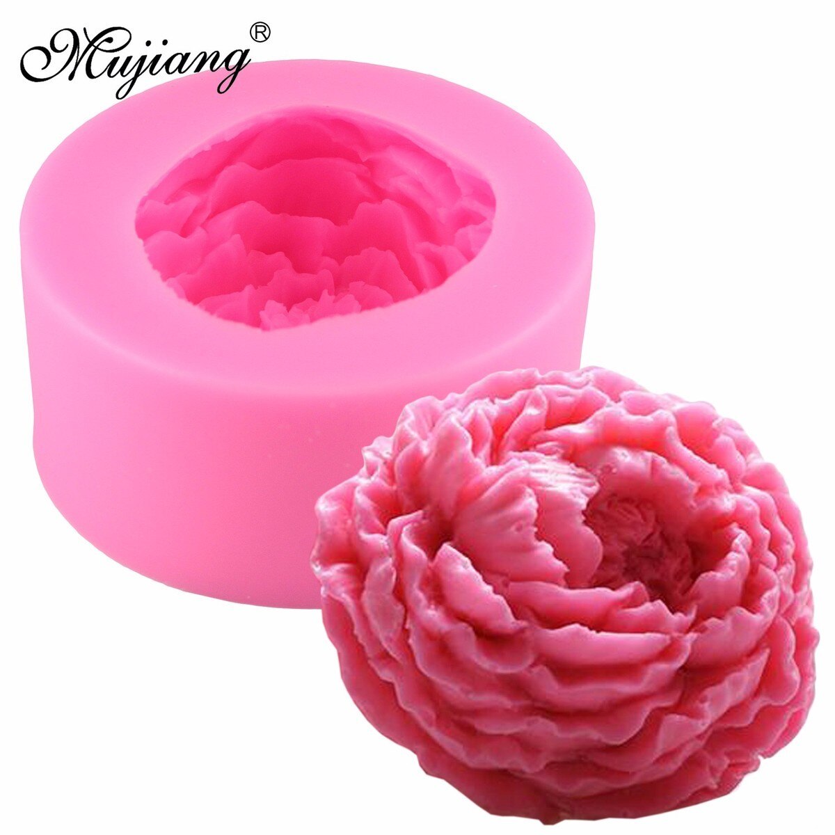 Moldes de silicona para velas en 3D, molde para jabón de arcilla con flor de peonía para dulce pastelero de Chocolate, moldes para pastelería, utensilios de decoración de pasteles