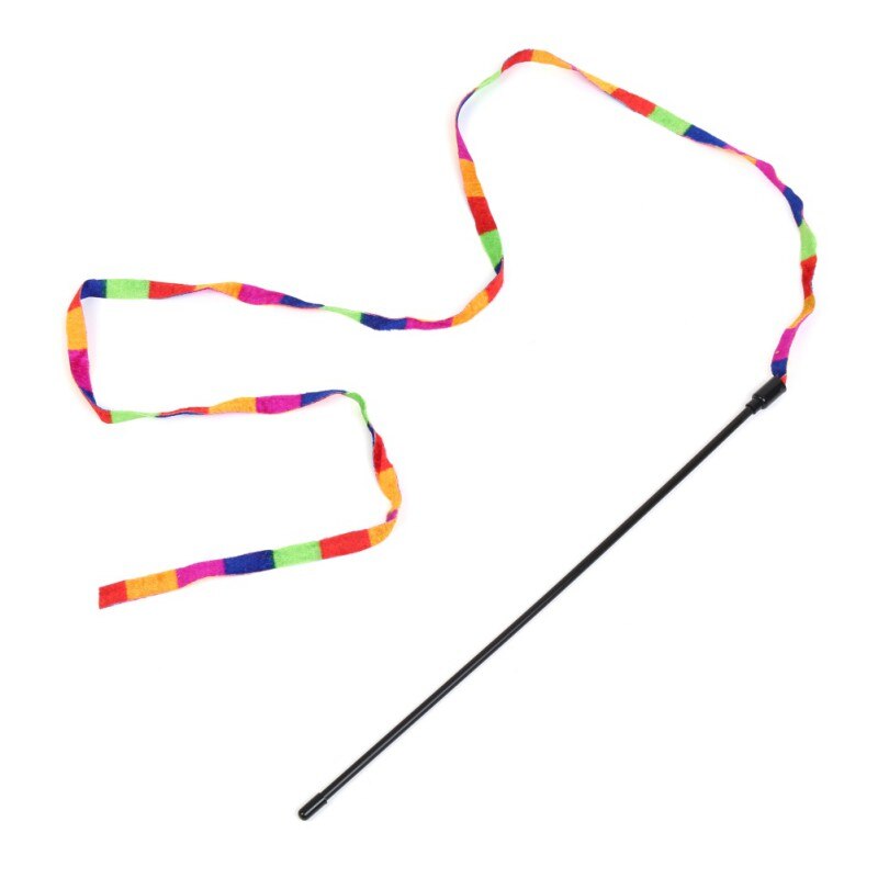 Regnbue streamer kæledyr kat fjer legetøj lege sjov katte tryllestav catcher teaser sticks kat interaktivt træningslegetøj: Default Title