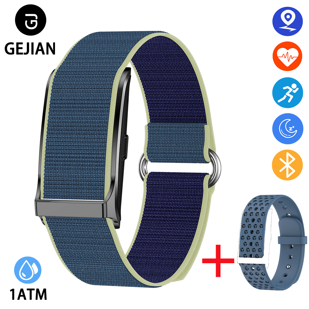 Gejian novo 5.2 conexão bluetooth sem tela freqüência cardíaca pressão arterial monitoramento do sono 1atm à prova dwaterproof água novo relógio masculino: Preto