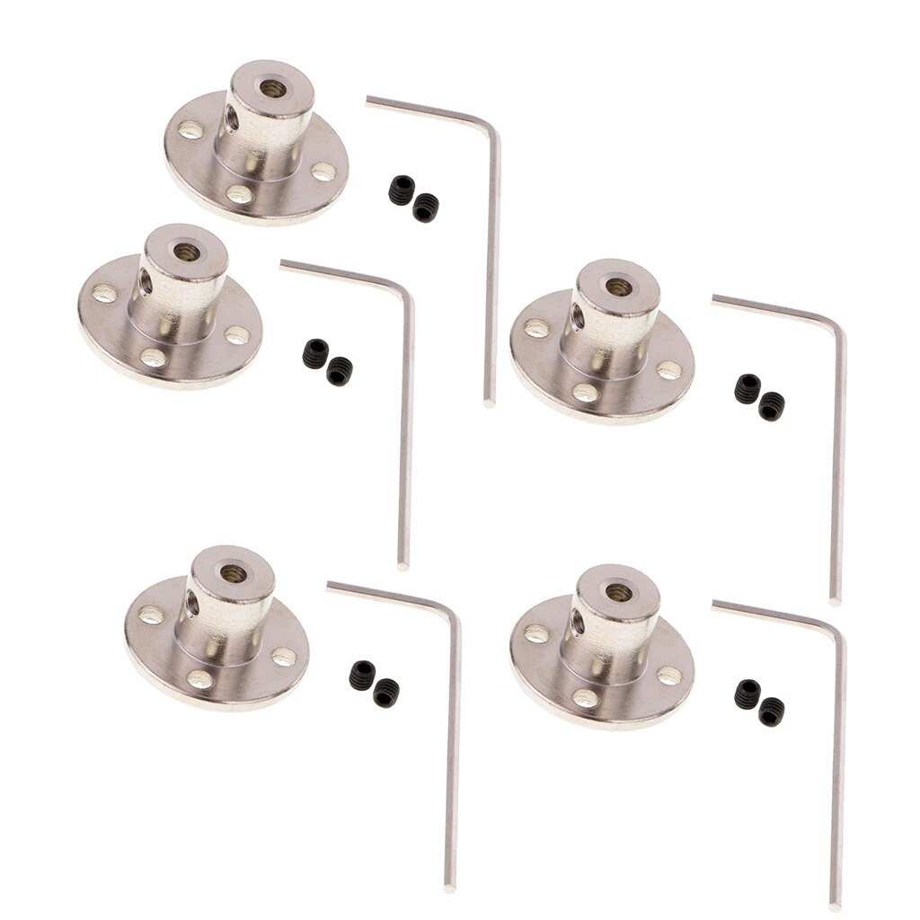 5 Pack of Metal Flange Shaft Coupling Rigid Flange Coupling Motors Guide Shaft Axis Bearing for RC Model Motor