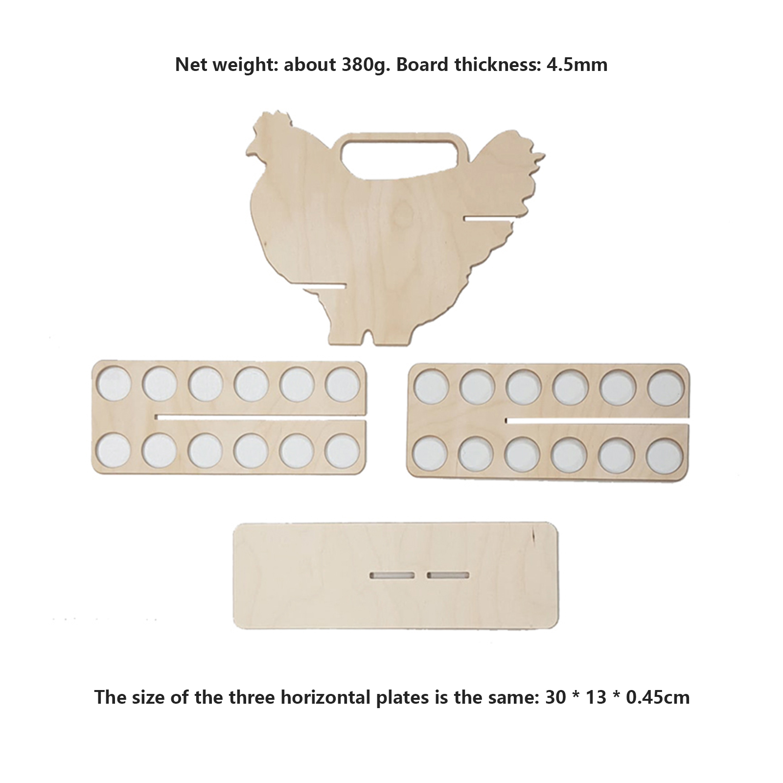 Casier à œufs en bois blanc, 12 compartiments, boîte de rangement Portable en forme de poule
