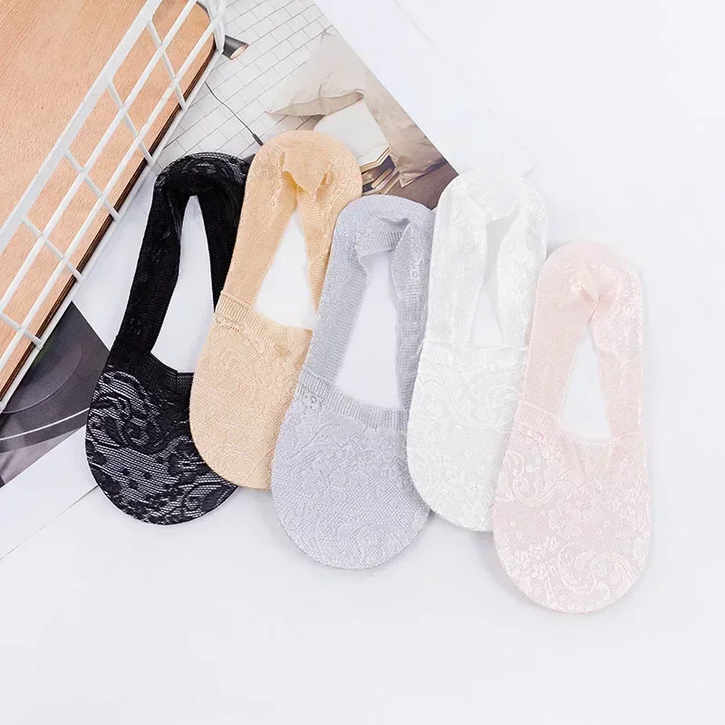 5 par/lote calcetines de mujer calcetines náuticos verano transpirable silicona antideslizante fino Invisible tobillo calcetín transparente corto Sox