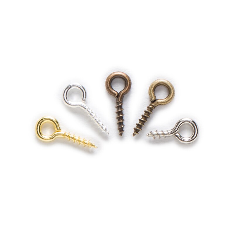 Ganchos con rosca para hacer bisutería, Mini pasadores pequeños de 8x4mm, 500 piezas, ojales, tornillos, cierres dorados, accesorios de joyería