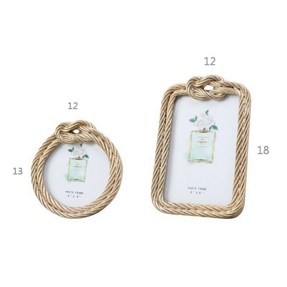4/6 inch Photo Frame In Resin Hemp Rope European Retro Rectangular Round Photo Frame Home Wedding Decoration Picture Frame