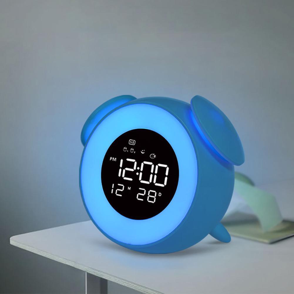 Muziek led wekker kinderen wekker nachtlampje slaapgeluiden machine kinderen cartoon bedlamp: Blauw