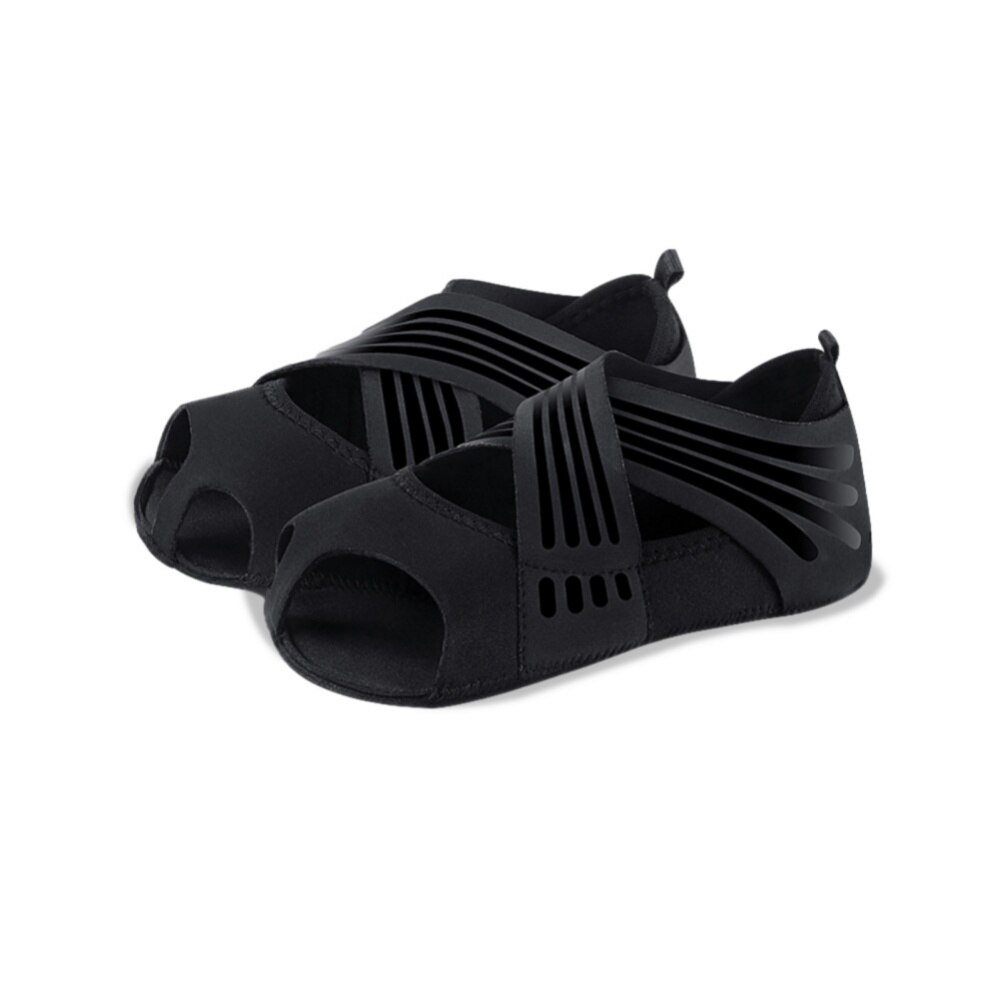 1 paar zehenfreie, rutschfeste damensocken für yoga, barre, pilates, fitnessstudio, sport, tanz, schwarz: Schwarz / S