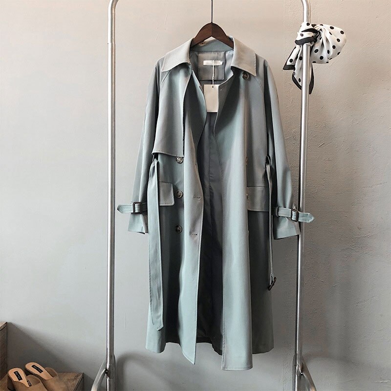 utcoco Vrouwen Faux Suede Lange Trenchcoat Notched Revers Dubbele