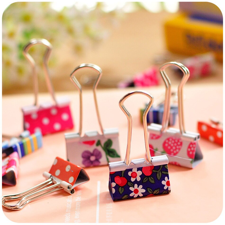 24pcs/box 19mm 25mm Small Stationery Lovely School Clamps Metal Paper Clip Bookmark