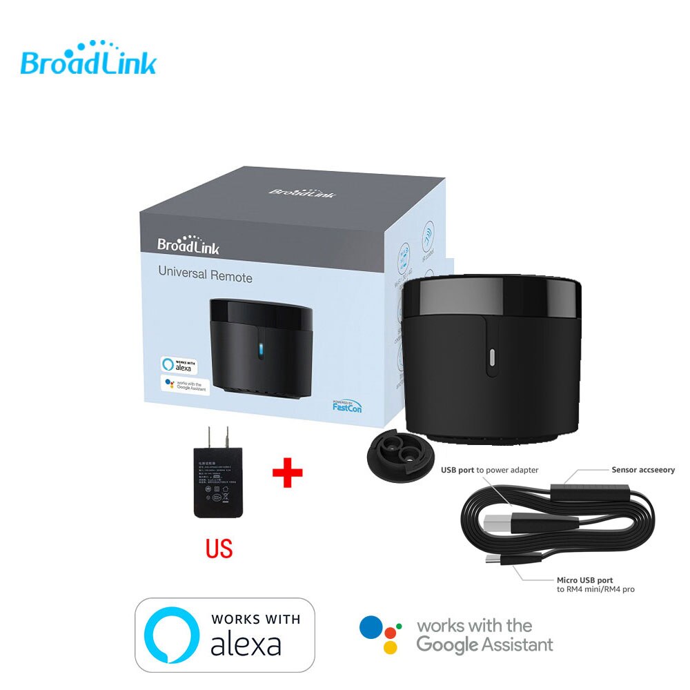 BroadLink – RM4 Pro mini HTS2 capteur de température et d&#39;humidité, Version sans fil, télécommande universelle avec Solution pour maison intelligente: US RM4 mini Add HTS2