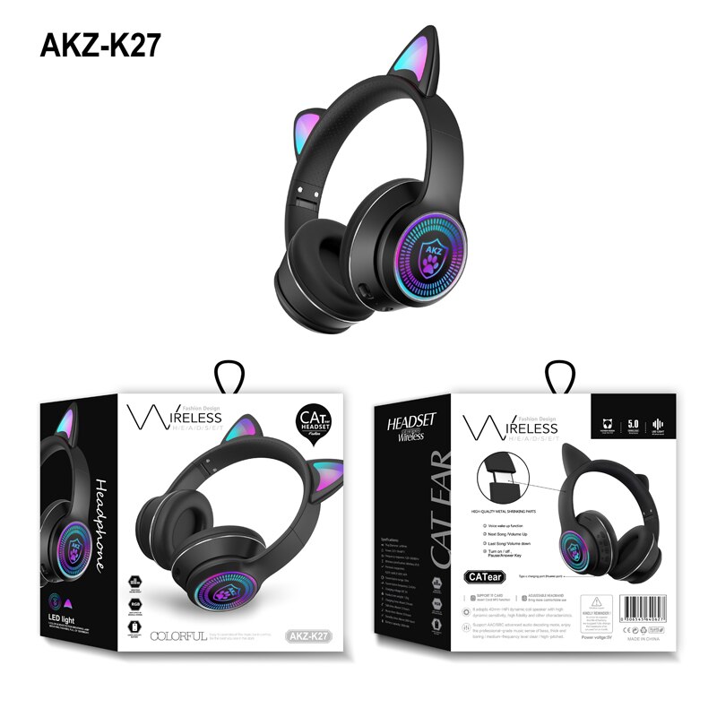 RGB Cat Ear Gaming Earphone Bluetooth 5.0 Wireless Headphone Headset 3.5mm Plug For Gamer Smartphone Mobile Phone: 03