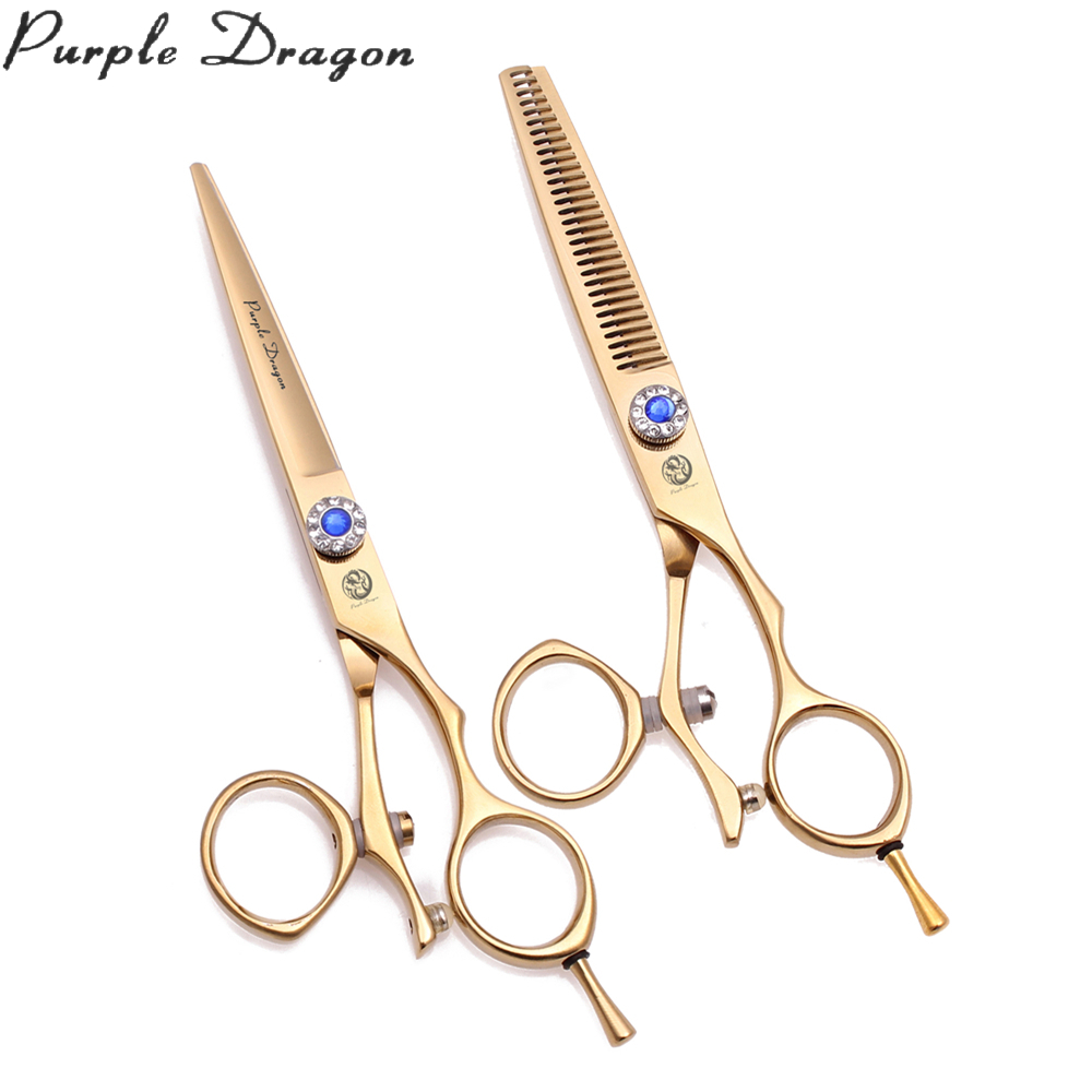 Tijeras profesionales de peluquería 5,5 "6" dragón púrpura JP 440C tijeras de corte de pelo de pulgar giratorio tijeras de adelgazamiento de peluquero Z9019