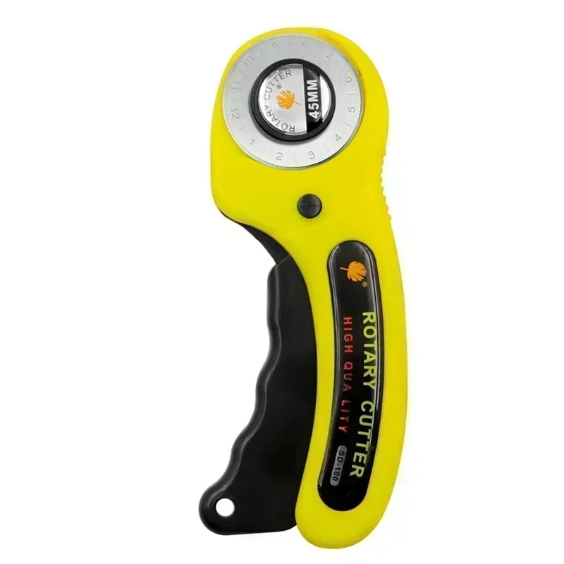 45mm Leather craft Rotary Cutter Leather Cutting Tool Leather Craft Fabric Circular Blade Knife DIY Patchwork Sewing Quilting: light yellow