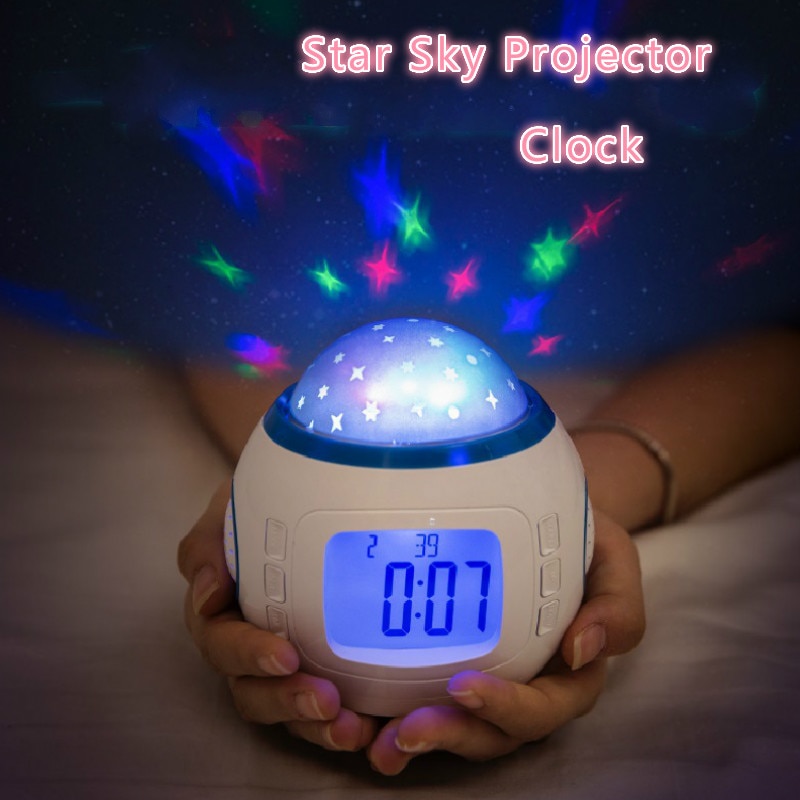 Baby Kids Music Projection Alarm Clock Sky Star Children Toys Light Up Glow In The Dark Children Christmas Bedroom Decor