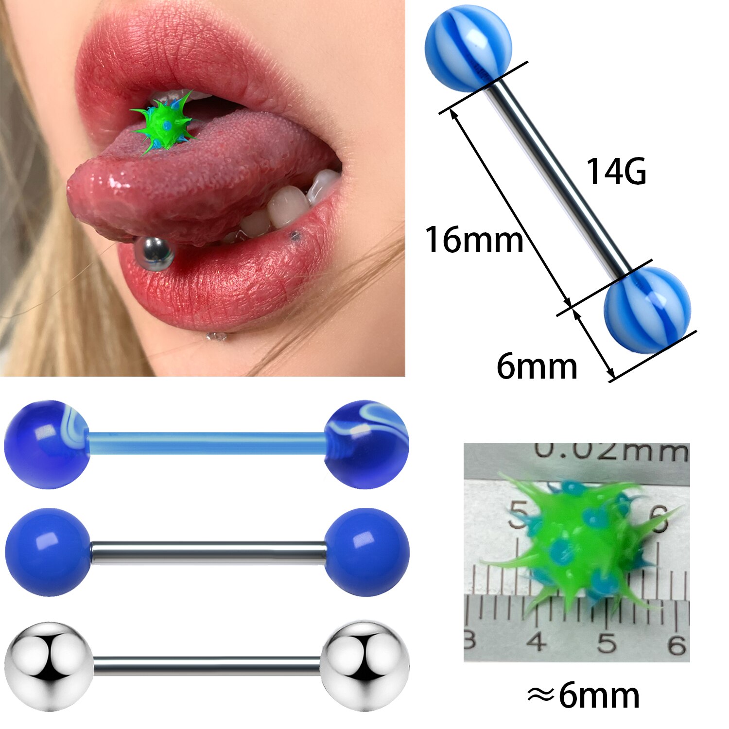 lotto colore misto lingua piercing bilanciere anello gioielli da donna in acciaio inossidabile accessori Mujer gioielli per il corpo piercing Lengua palle